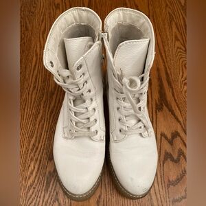 🍭🤍🍭SUGAR KADEY White leather-like Combat Boots